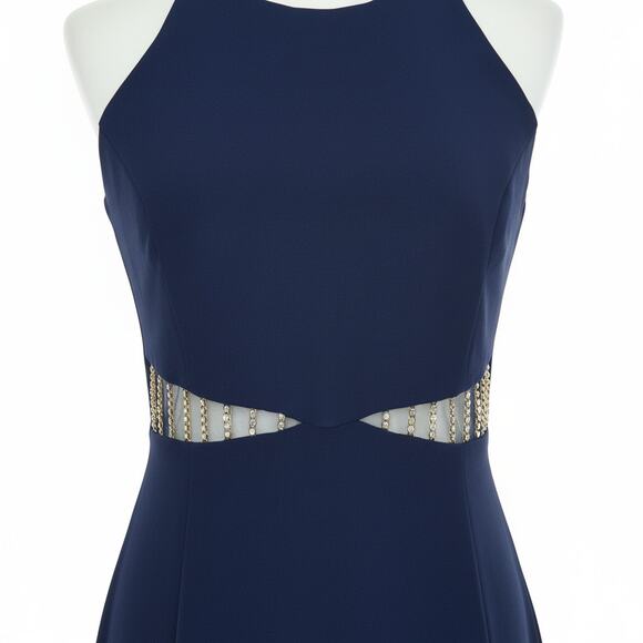 Jessica McClintock Gunne Sax Vtg Navy Mini Dress - Picture 3 of 8